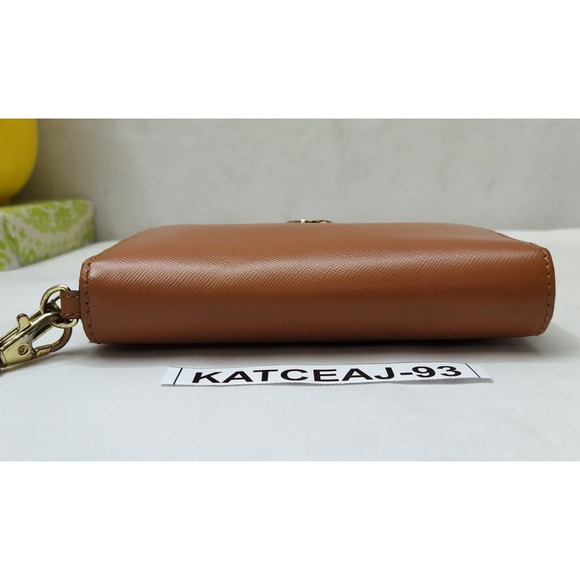Tory Burch Camel Tan Leather Zip Around Credit Card Wristlet Wallet - Picture 5 of 16